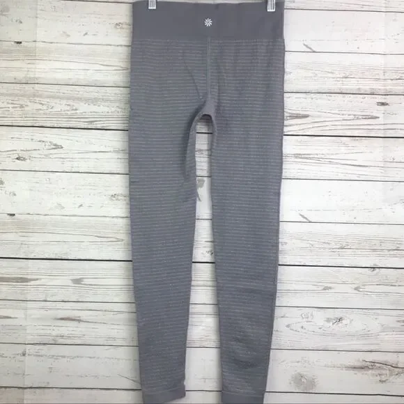 Athleta Shimmer Stripe Tights Cobblestone Gray S - Picture 3 of 6